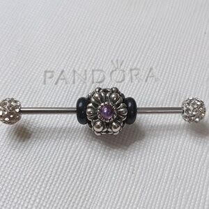 Pandora Silver Amethyst Birthday Blooms Charm (February Birthstone)